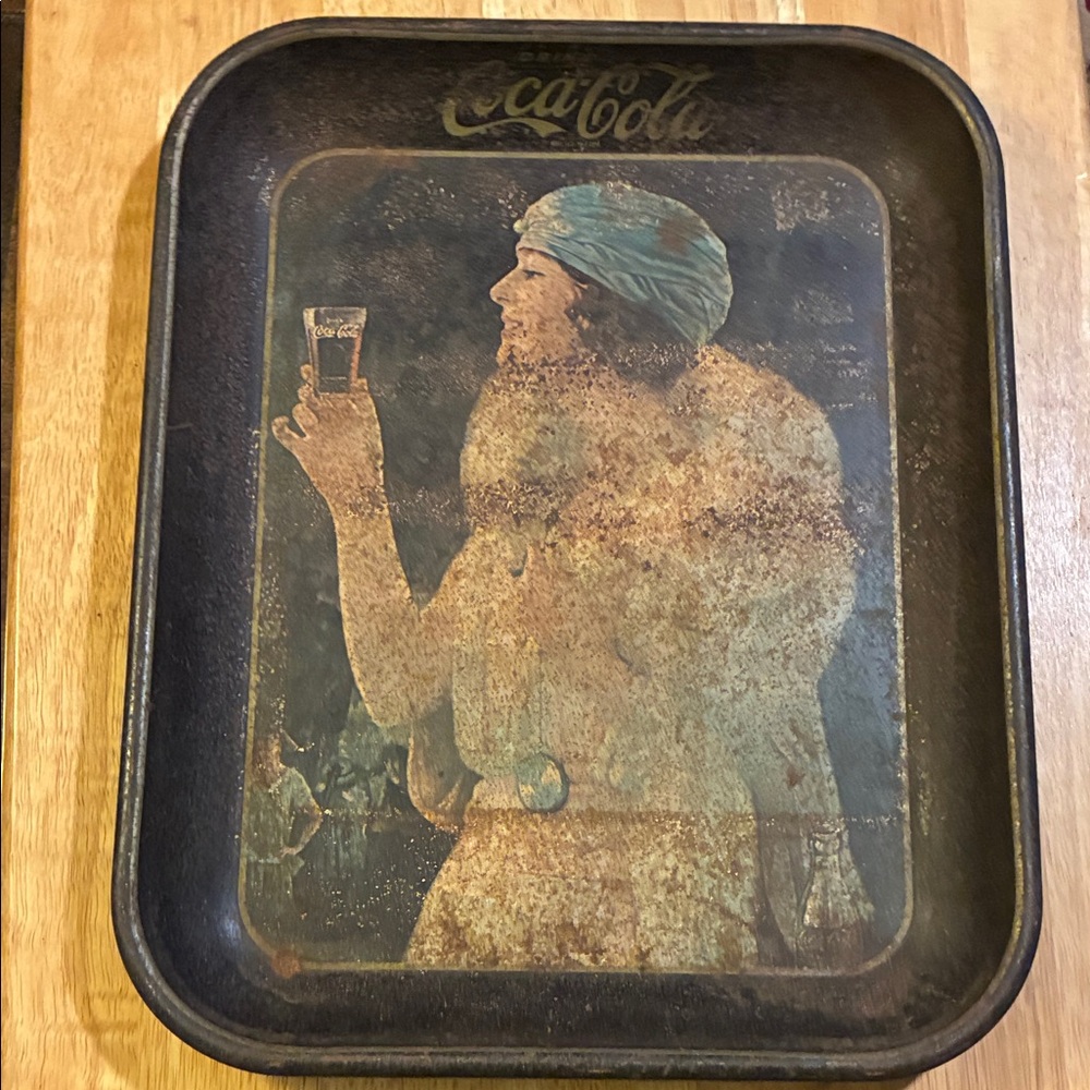 Vintage Coca-Cola Tray with Turbaned Figure and Glass